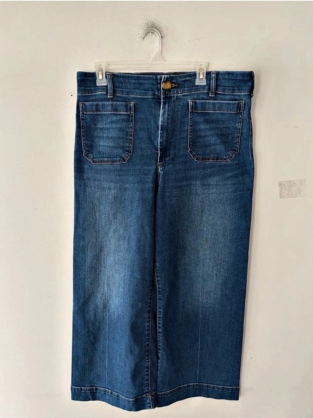 Maeve Anthropologie The Colette Denim Crop High Rise Wide Leg Jeans Size 33
